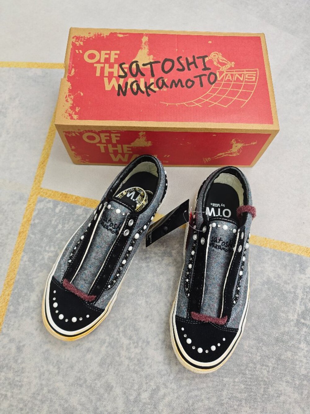 Vans OTW x Satoshi Nakamoto Old Skool 36 Pearlized Sneakers, Grey Felt with Stud